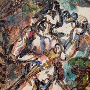 Rolf Walter battesimo nudo maschile piastrella ceramica dipinta smaltata 1992 firmato - Foto 1 di 4