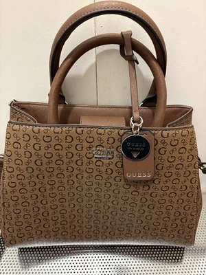 MINT Guess Logo Women's BROWN Purse Crossbody Handbag Satchel Bag FANTASTIC - Image 1 of 4