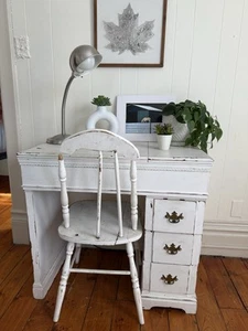 Antique Vintage White Desk - Picture 1 of 4