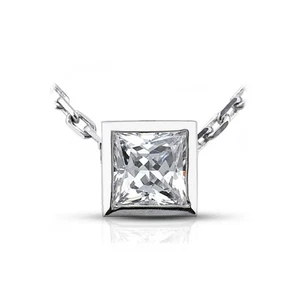 2.15ct E-VS1 Princess Cut Natural Certified Diamond 950 Plat. Solitaire Pendant - Picture 1 of 2