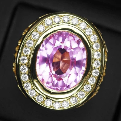 Anelli scintillanti in argento sterling 925 placcato oro 24 carati con... - Immagine 1 di 4