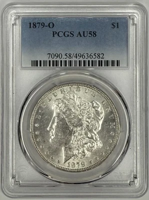 1879 O Morgan Silver Dollar $1 PCGS AU58 ‼️BLAST WHITE - LOTS OF MINT LUSTER‼️ - Image 1 of 2
