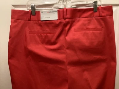 Pantalones al Tobillo LIZ CLAIBORNE EMMA Tiro Medio Pierna Ajustada Rosa Coral Teaberry ~ 16P ~ Nuevos con Etiquetas Foto 1 de 4