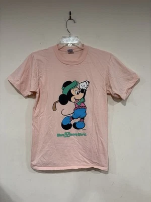 Vintage Walt Disney World Pink Mickey Mouse Golfing Graphic Shirt Size Medium - Image 1 of 3