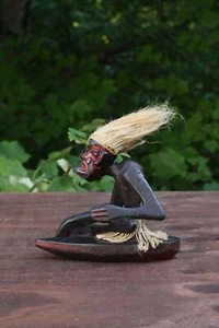 Estatua de kayak primitiva de madera hecha a mano divertida estatuilla de barra tiki canoa de madera C - Imagen 1 de 6