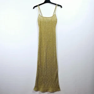 Asos Design - Maxi abito scollo quadrato cami paillettes trasparenti - oro - piccolo - Foto 1 di 4
