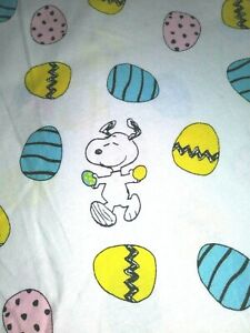 Peanuts Snoopy Charlie Brown Sally EASTER Eggs White Cotton Fabric~BTY~36"x 43"