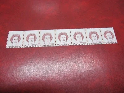 CANADA Unitrade# 605 10c CARICATURE DEFINITIVES COIL STRIP OF 7 MNH MISCUT - Image 1 of 2
