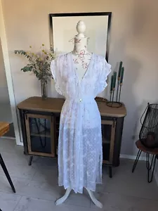 ZARA Kleid Sommerkleid Volants Strandkleid Kaftan Überwurf Weiß Spitz XS S 34 36 - Bild 1 von 7