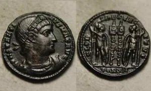 Constantine 307 Rare genuine Ancient Roman coin Legionary soldiers standards XF - Picture 1 of 4
