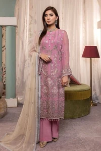 New 3pc Stitched Wedding/ Party/ Bridal Heavy Emb Pure Chiffon Suit. UK 12/ M - Picture 1 of 13