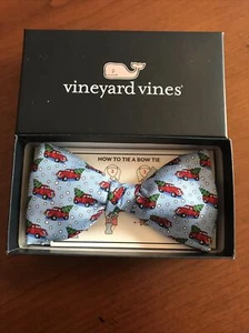 Vineyard Vines Christmas Bow Tie New Free Shipping Truck Tree Bow tie Xmas Blue - Picture 1 of 9