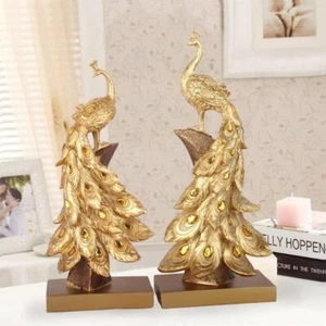 Figur Tier Pfau 1 Stck. Harz Dekor Ornament Medium Mehrfarbig Modern Geschnitzt - Bild 1 von 26