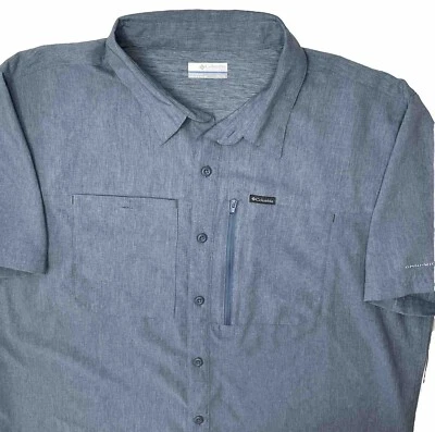 Columbia Shirt Pilsner Peak III Short Sleeve Omni-Wick Button Up Men Sz XL Blue - Image 1 of 4
