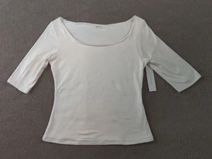 Timing Los Angeles Womans L 3/4 Sleeve T Shirt Top Boat Neck Stretch Casual NEW - Picture 1 of 10