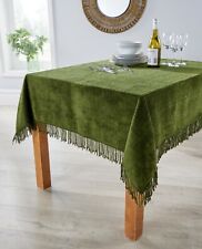 TRADITIONAL TABLECLOTH GREEN Chenille 100% Cotton Tablecloth Candlewick Style