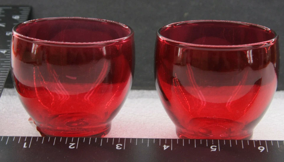 (2) Ruby Roly-Poly Red Indiana Glass USA Votive Candle Holder #06211 - NEW