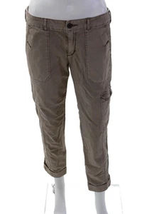 Hei Hei Womens Zipper Fly Mid Rise Cuffed Cargo Pants Brown Cotton Size 2 - Picture 1 of 6