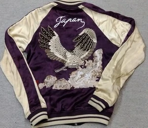 Chaqueta de seda Iolani reversible diseño halcón talla S de Japón en excelente estado - Imagen 1 de 7