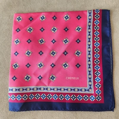Cremieux pocket square pink blue 100%silk foulard medallion print formal new $35 - Image 1 of 4