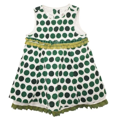 The Children’s Place Green Polka Dot Corduroy Dress 12 Months Baby Girl Retro - Image 1 of 4