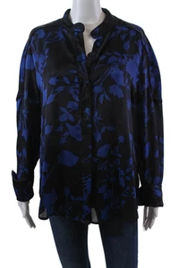 Equipment Femme Womens Floral Long Sleeve Button Up Blouse Top Blue Size XL - Picture 1 of 5