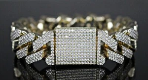 Brazalete PDJ 20mm Cuban Miami 5ct VVS1 Laboratorio Diamantes Simulados Acabado Dorado PESADO - Imagen 1 de 7