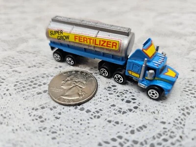 Micro Machines Super Grow Fertilizer Tractor Trailer Semi Truck Blue Yellow - Image 1 of 4