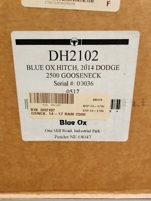 Blue Ox Gooseneck Trailer Hitch complete underbed kit - 2014-2018 Dodge Ram 2500 - Image 1 of 3