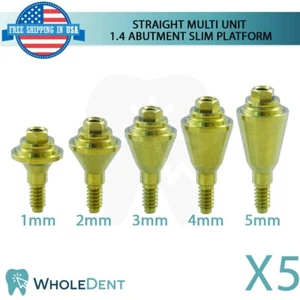 5X Straight Slim Multi Unit 1.4mm Abutment Attachment Int Hex 2.0mm Dental - Picture 1 of 5