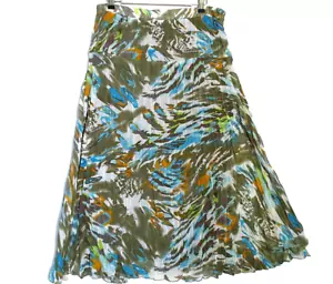 Tribella Damen oliv/aqua/orange transparent elastische Taille gefüttert Maxirock Gr. 12 - Bild 1 von 8