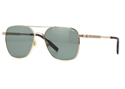 Nuevas gafas de sol Montblanc MB0093S 003 56 mm doradas verdes piloto aviador Italia Foto 1 de 2