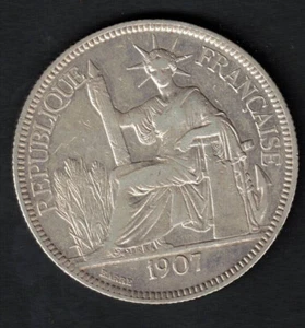 MONEDA INDOCHINA FRANCESA - PIASTRE DE COMMERCE 1907 - PLATA - Bild 1 von 2