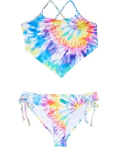 NWT! Girl's Tie Dye Two Piece Swim Suit by Hobie Girl, Sz: 16 - Picture 1 of 1