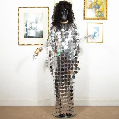 Handmade Mirror Disc Maxi Dress Avant Garde Reflective Gown One of a Kind Size M - Image 1 of 4