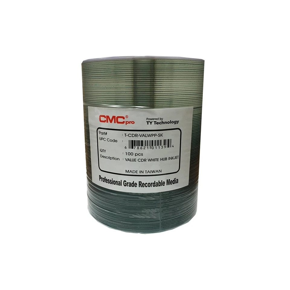 100 CMC Pro - Powered by TY Valueline 48X CDR (CD-R) 80min 700MB White Inkjet... - Image 1 of 1