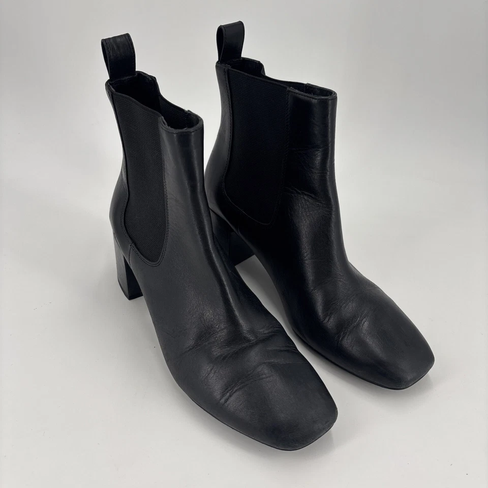 & Other Stories Boots Women’s Chelsea Black Leather Square Toe Casual Size 7 - Image 1 of 4