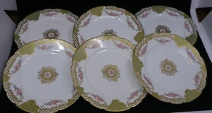 6 ANTIQUE GDA FRENCH LIMOGES PORCELAIN DESSERT, LUNCHEON PLATES, MULTIPLES - Picture 1 of 7