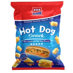 XOX Hot Dogs knuspriger Maissnack mit Hot Dog Geschmack 100g - Picture 1 of 1