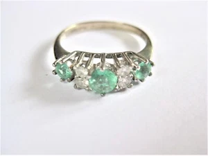 Anillo Oro Blanco 585 Con Esmeraldas Y Brillantes, 2,36G - Imagen 1 de 3