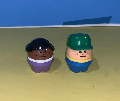 Vintage Little Tikes Toddle Tots African American Girl Purple Pants + Boy Green - Image 1 of 2