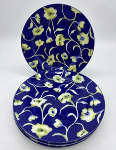 1998 Set of 4 Oneida Table Trends Jasmine 8-1/8" Rimmed Salad Plates Blue - Picture 1 of 8