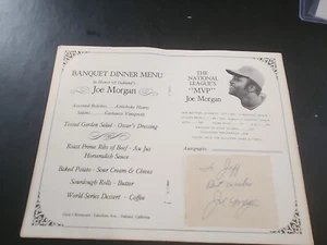 Joe Morgan Cincinnati Reds Baseball Signed Index card w program from mvp Dinner - Picture 1 of 4