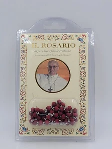 NEU MADE IN ITALY HEILIGER FRANZISKUS VON ASISI Holz PERLEN ROSENKRANZ - Bild 1 von 5