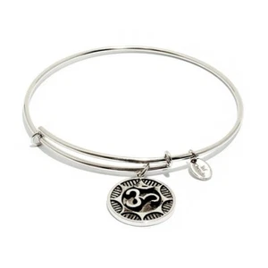 Chrysalis Yoga Ohm Silver Tone Color Expandable Bangle - Picture 1 of 1