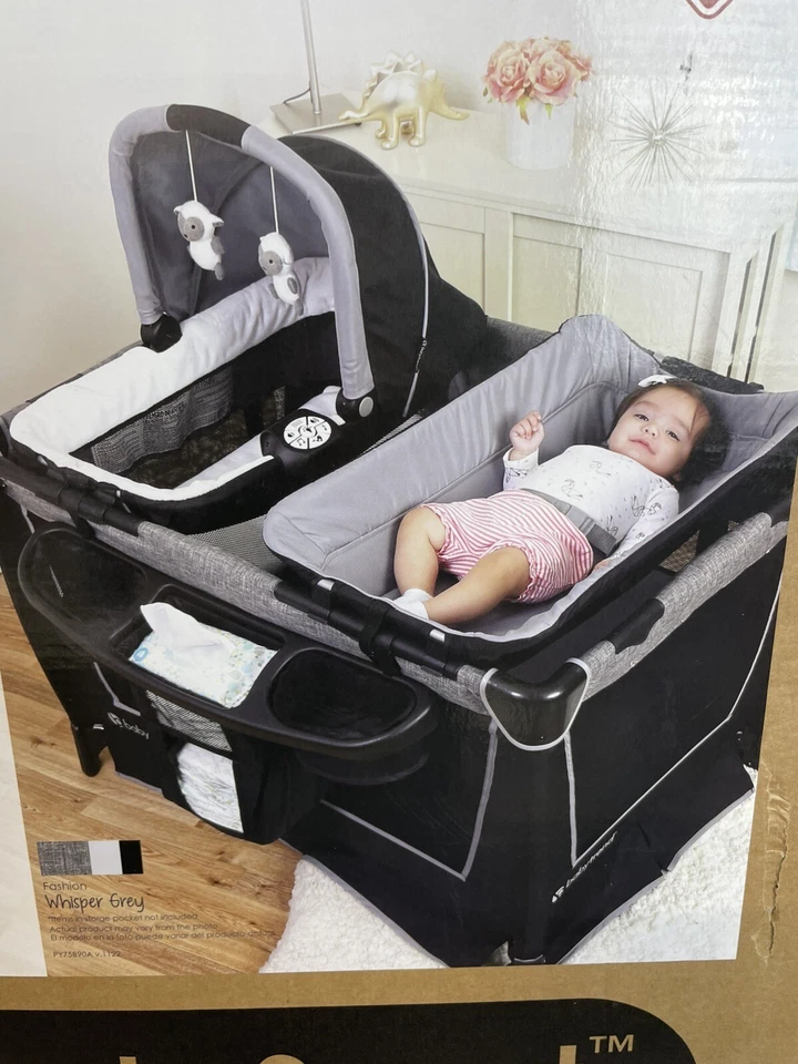 Baby Trend Simply Smart Guardería Centro Playard con moisés y bolsa de viaje - Gris Foto 1 de 4