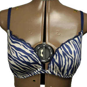 Victoria's Secret Zebra Print Very Sexy Pushup Bra Underwire Blue White 34D - Picture 1 of 21