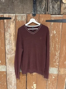 Jeff Banks Mens Burgundy Red Jumper V-Neck Size Medium - Picture 1 of 10
