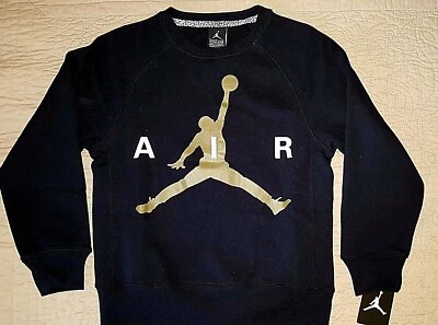 $65NEW JORDAN JUMPMAN BOYS ATHLETIC BLACK GREEN FLEECE warm SWEATSHIRT S 10-12  - Image 1 of 2