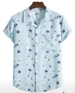 New Men's Beach Tropical Print Short Sleeve Button Down Shirt * Hawaiian * XXL